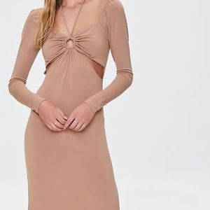 Cutout slit dress nude